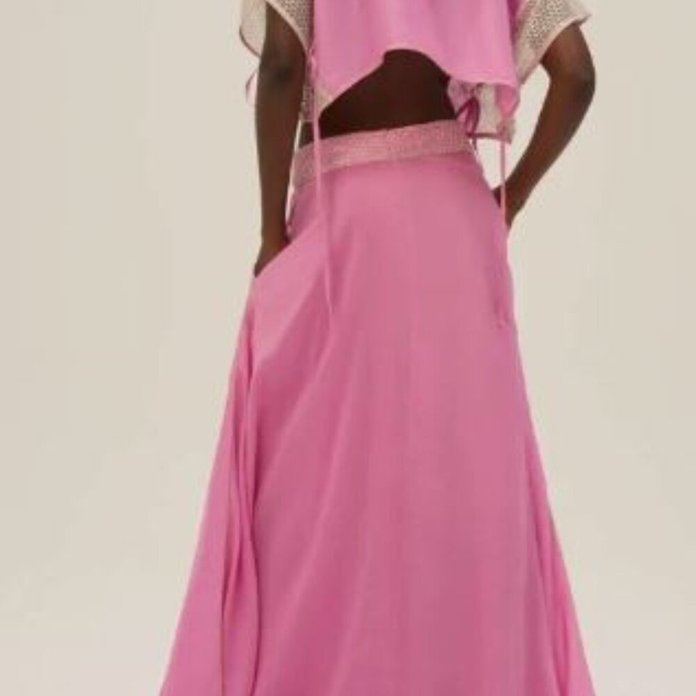 Sana Osmani Women's 5 Piece Pink SOPHIA Skirt Top Shorts Shirt & Bow Set Sz S/XS